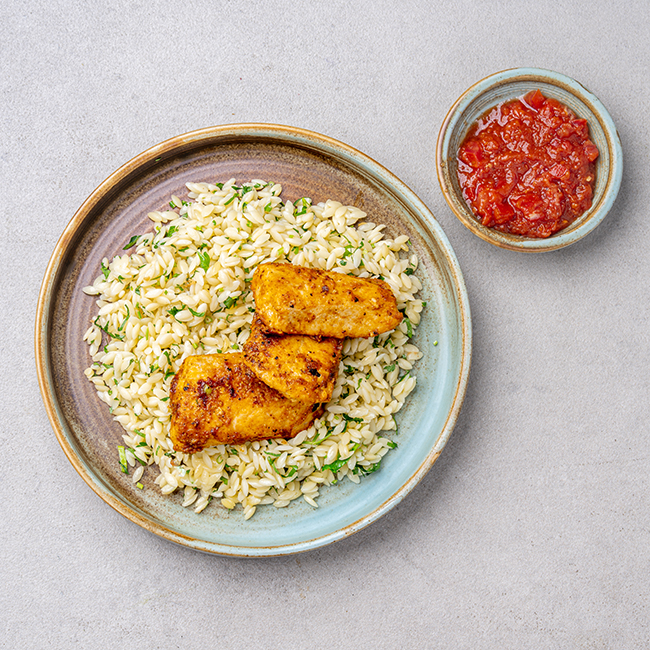 Creamy Tuscan Garlic Fish with Orzo